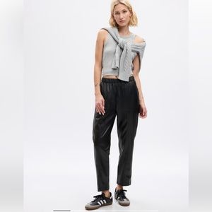 NWT Gap High Rise Black Vegan Leather Straight Pants